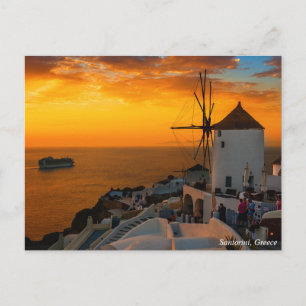 Coucher de soleil à Santorin, Grèce - Carte postal