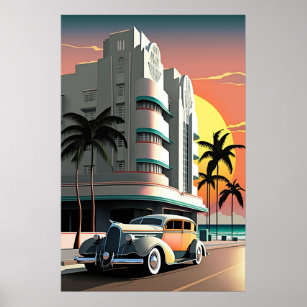 Coucher de soleil Art Déco Miami Beach Ocean Drive