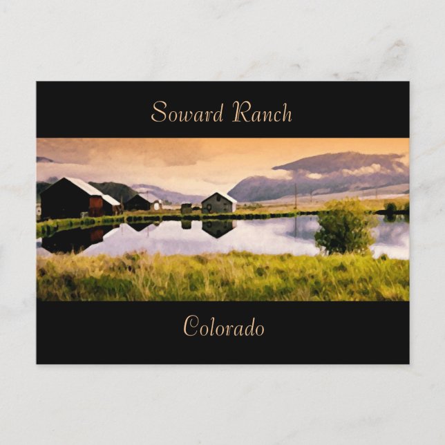 coucher de soleil au bord du lac carte postale (Devant)