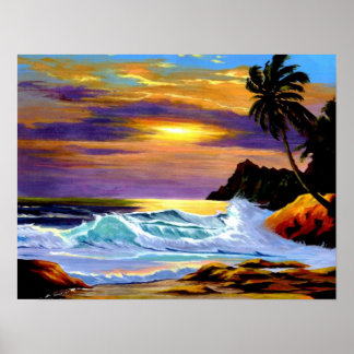 Coucher de soleil au paradis Affiches et impressio