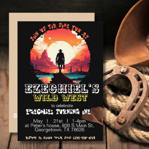 coucher de soleil Cowboy Invitation d'anniversaire