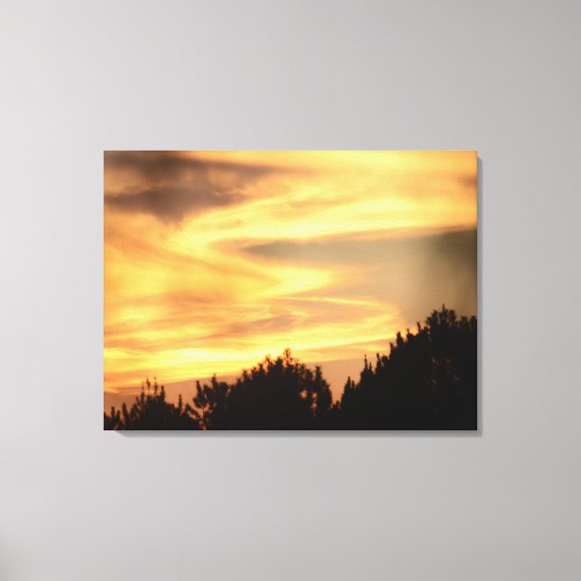 Coucher de soleil dans la toile de forêt Imprimer (Recto)