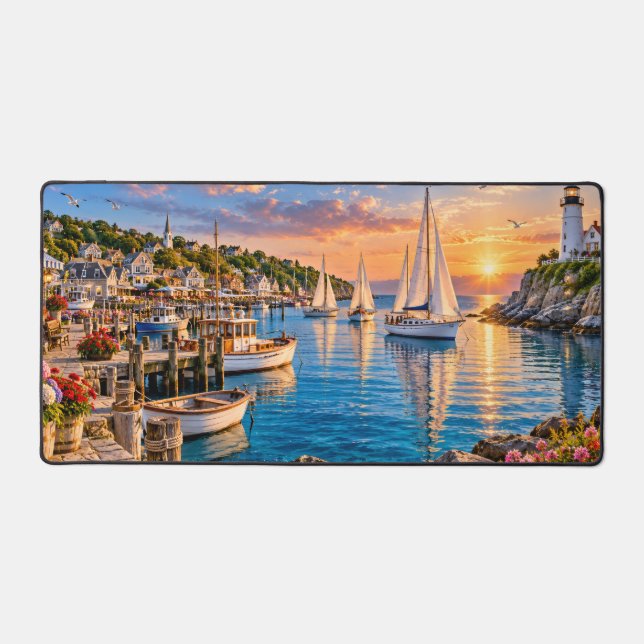 Coucher de soleil dans un port côtier de Nouvelle- (Recto)