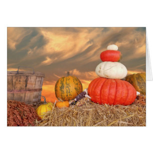 Coucher de soleil d'automne avec citrouilles