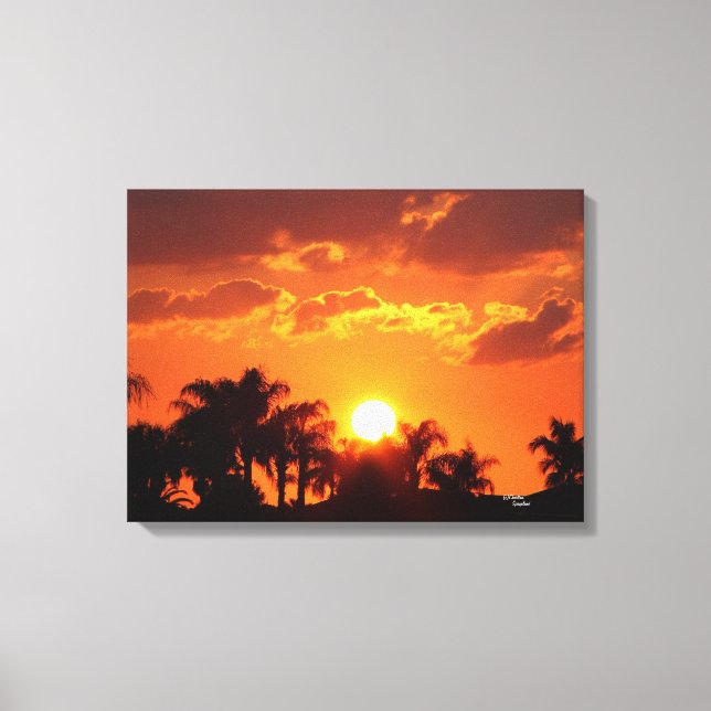 Coucher de soleil de palmier de Floride toile étir (Recto)