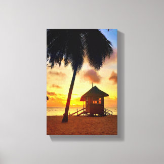 Coucher de soleil des Caraïbes d'or - toile de hut