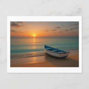 Coucher de soleil doré paisible avec carte postale
