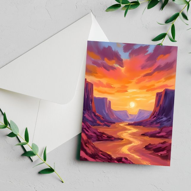 Coucher de soleil du canyon du désert | Carte de p (Créateur téléchargé)