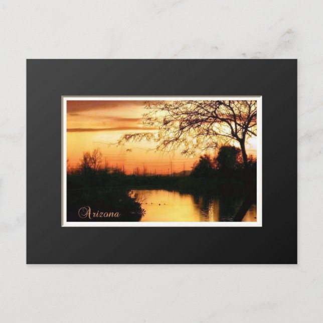 Coucher de soleil en Arizona avec carte postale or (Devant)