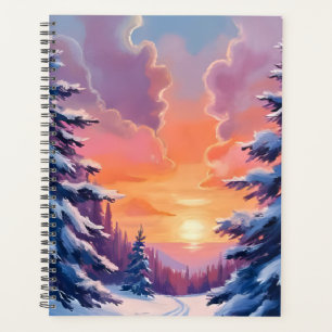 Coucher de soleil enneigé d'hiver Peinture de pa