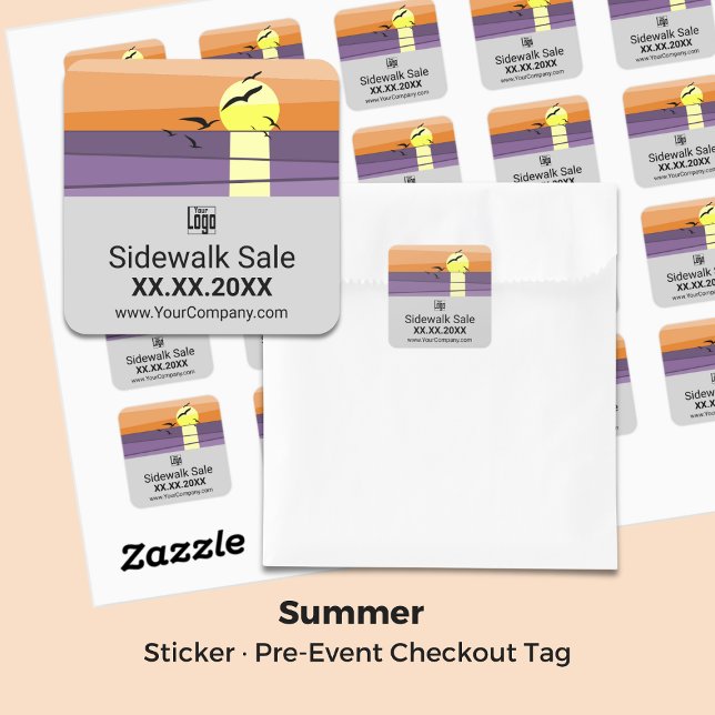 Coucher de soleil gris stylisé ・ Étiquette de vent (Gray Sunset Stylized · Summer Sale Label)