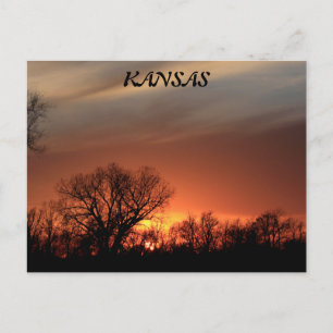 Coucher de soleil Kansas avec carte postale Silhou