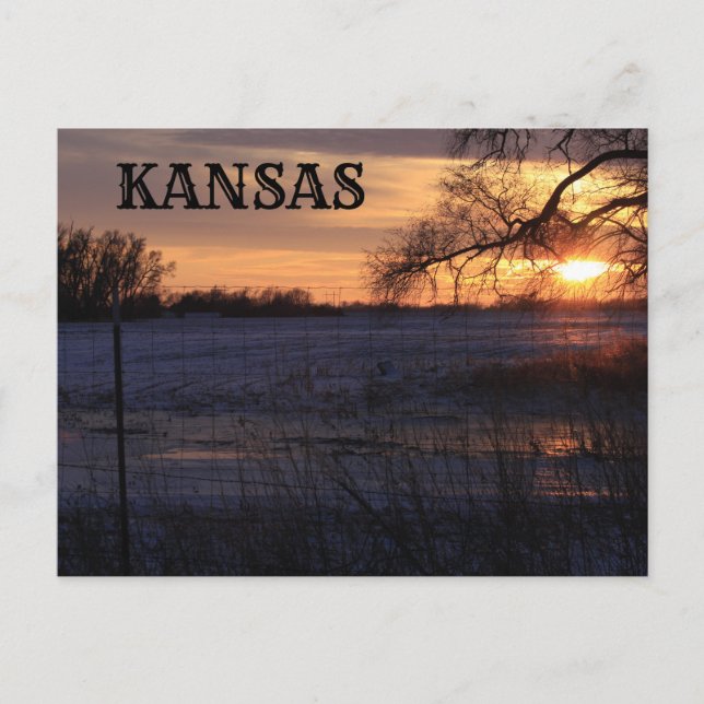 Coucher de soleil Kansas avec carte postale Silhou (Devant)