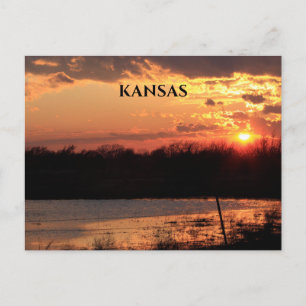 Coucher de soleil Kansas avec carte postale Silhou