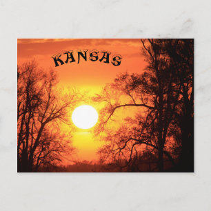 Coucher de soleil Kansas avec carte postale Silhou