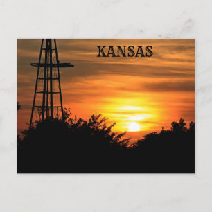 Coucher de soleil Kansas avec carte postale Silhou