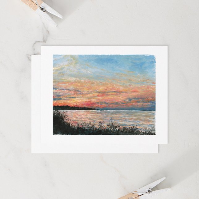 Coucher De Soleil Le Long De La Plage (Sunset Along Beach painting by Jenn Steffen Art for Jenn's Emporium.)