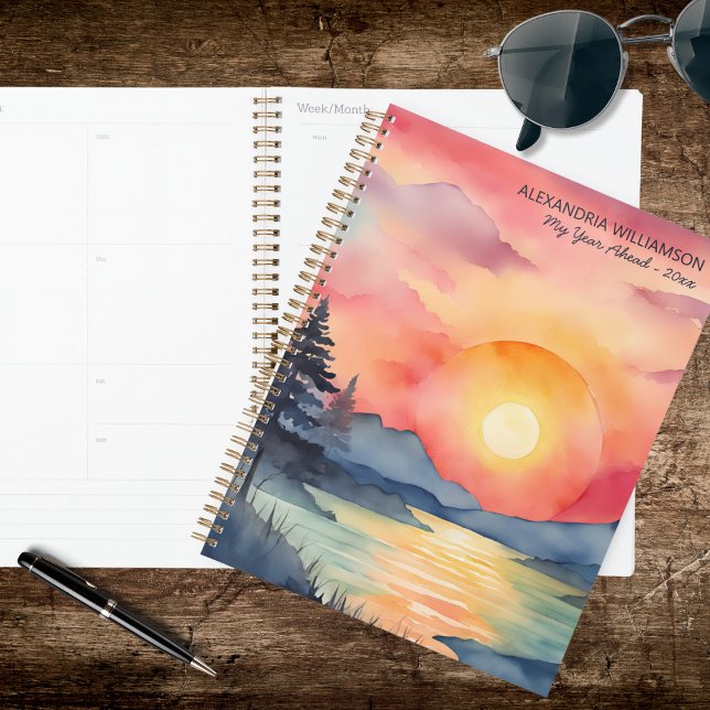Coucher de soleil montagne aquarelle  (Créateur téléchargé)
