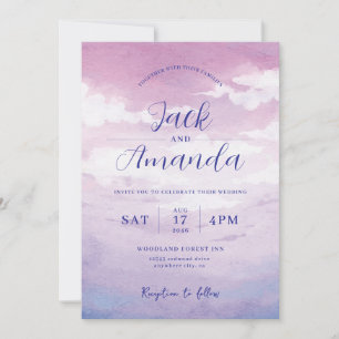 Coucher de soleil romantique Aquarelle invitations