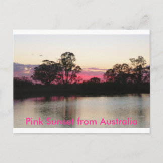 Coucher de soleil rose de l'Australie Carte postal