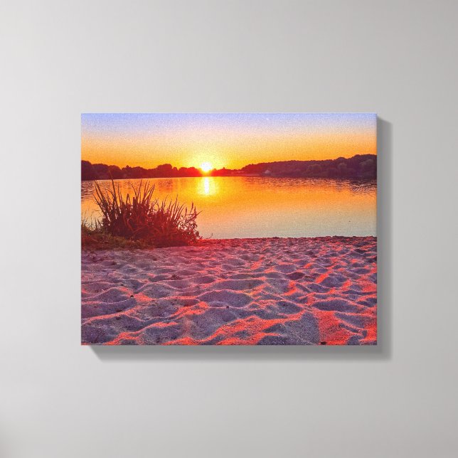 Coucher de soleil rose sur la toile de plage envel (Recto)