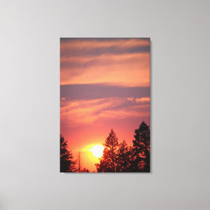 Coucher de soleil rose sur toile de 24" x 36" 2 pa