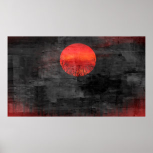 Coucher de soleil rouge Tableau Abstrait #4