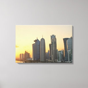 Coucher de soleil sur Doha, Qatar, toile imprimé