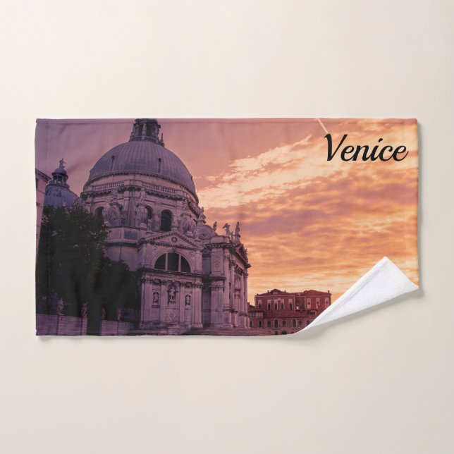 Coucher de soleil sur la basilique de Venise (Serviette à main)