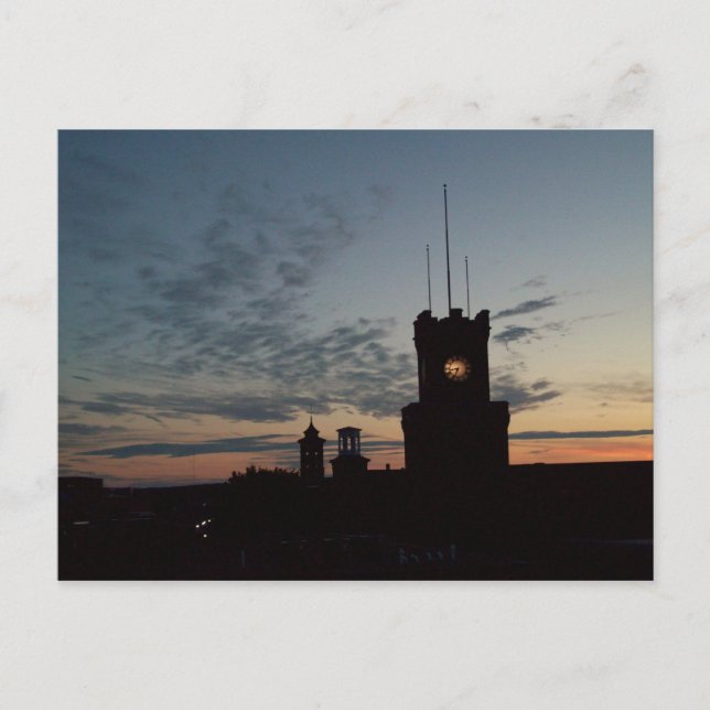 Coucher de soleil sur la carte postale Clocktower (Devant)