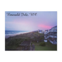 Coucher de soleil sur la carte postale de la plage