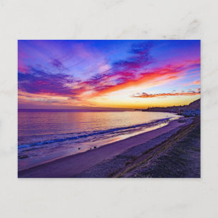 coucher de soleil sur la carte postale de la plage