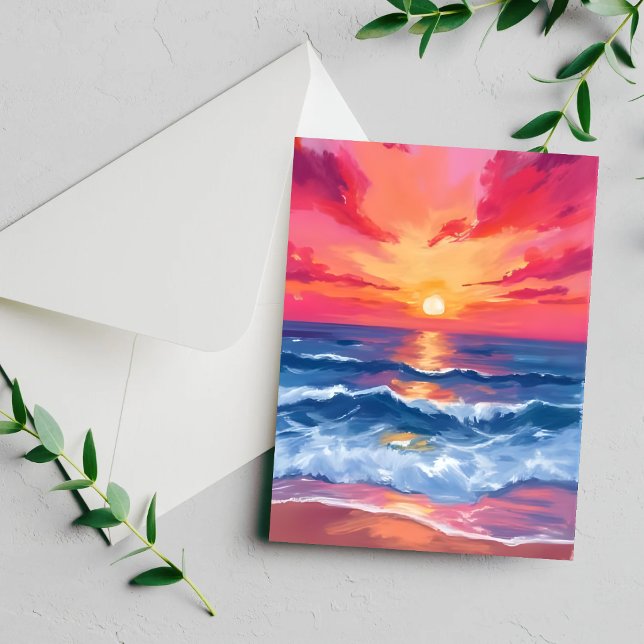 Coucher de soleil sur la côte fuchsia | Carte aqua (Créateur téléchargé)