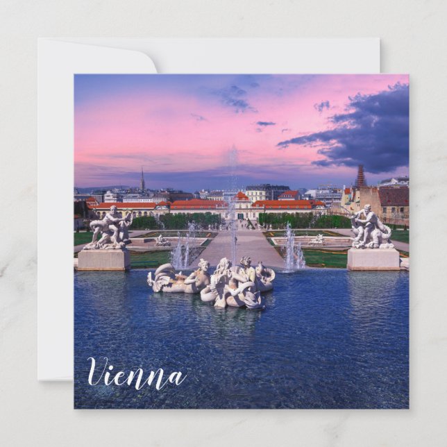 Coucher de soleil sur la fontaine de Vienne (Devant)