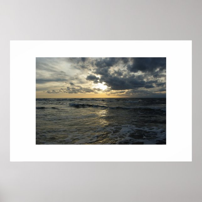 Coucher de soleil sur la mer - Impression encadrée (Devant)