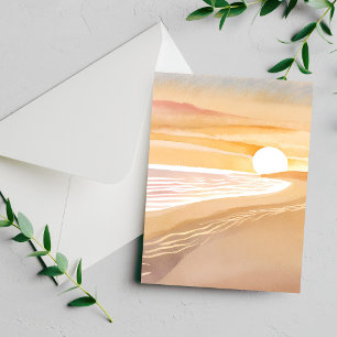 Coucher de soleil sur la plage aquarelle   Belle c