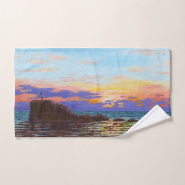 Coucher de soleil sur la plage de Perranporth (Serviette à main)