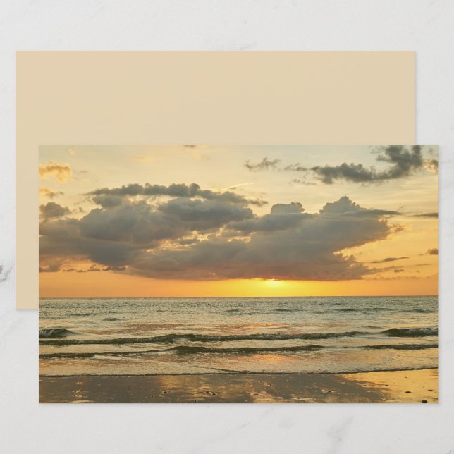 Coucher de soleil sur la plage océan mer ciel nuag (Devant / Derrière)