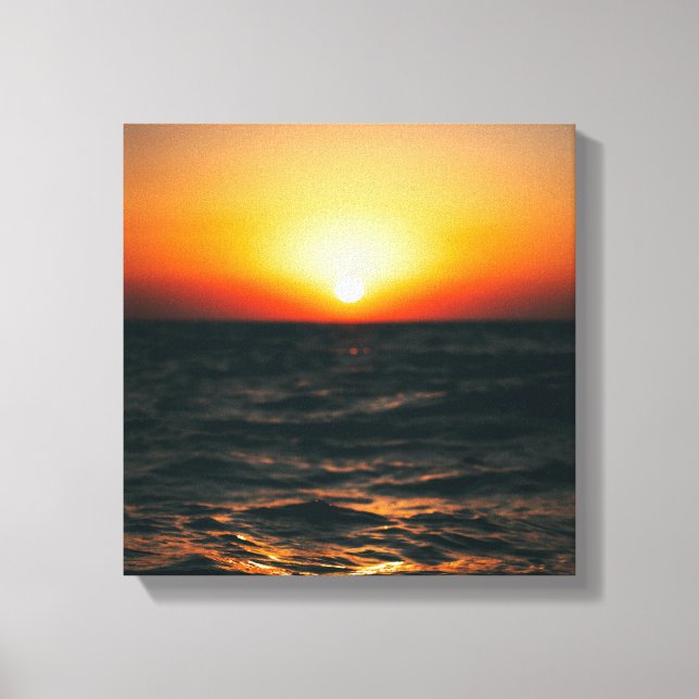 Coucher de soleil sur la plage sur toile (Recto)