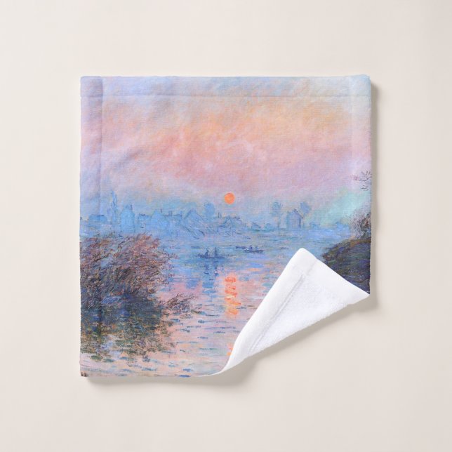 Coucher de soleil sur la Seine Claude Monet     (Gant de toilette)