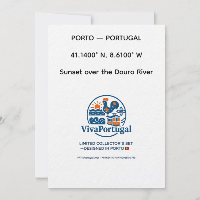 Coucher de soleil sur le Douro Portugal Invitation (Dos)