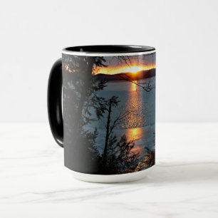 Coucher de soleil sur le lac Forest Café Mug