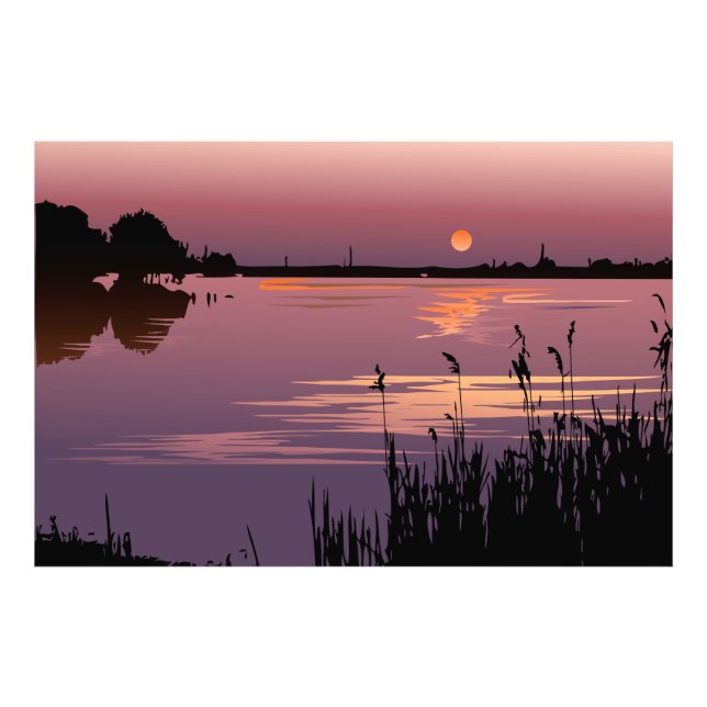 Coucher De Soleil Sur Le Lac Impression Photo (Devant)