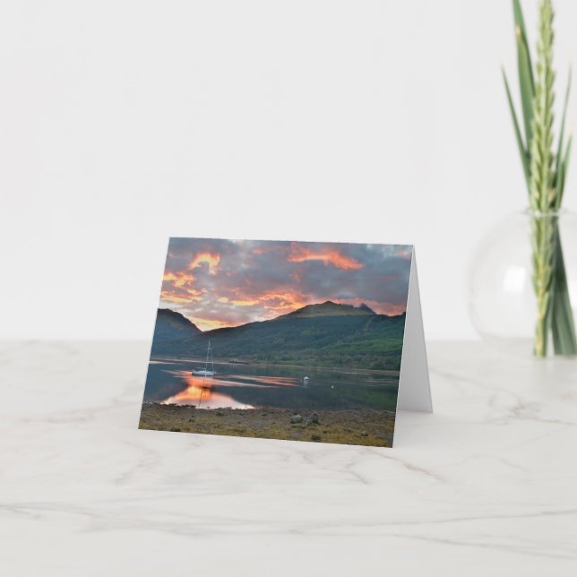 Coucher de soleil sur le Loch Long, carte de vœux  (Devant)