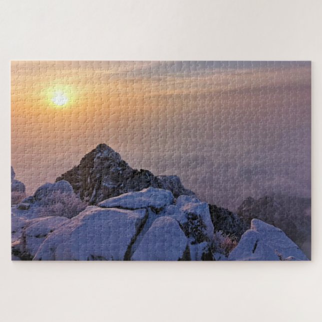 Coucher De Soleil Sur Le Puzzle Du Haut De La Mont (Horizontal)