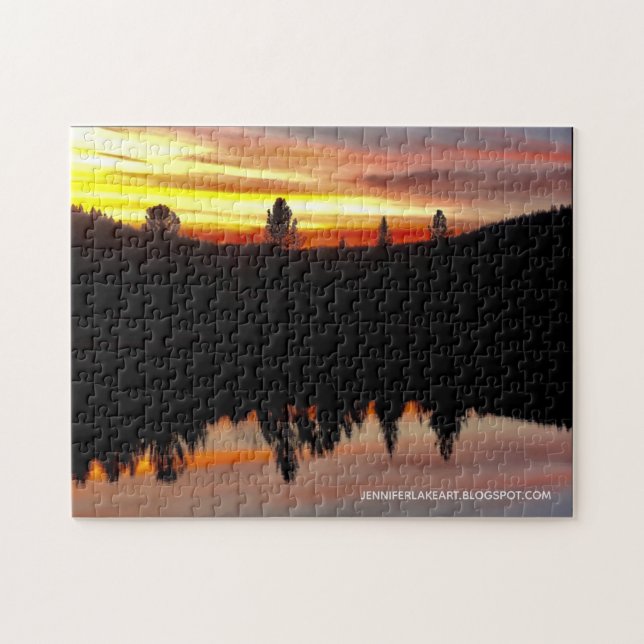 Coucher de soleil sur le puzzle du lac Olson (Horizontal)