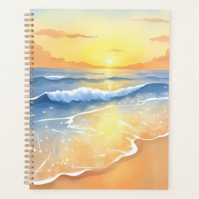 Coucher de soleil sur les vagues de l'océan | Aqua (Devant)
