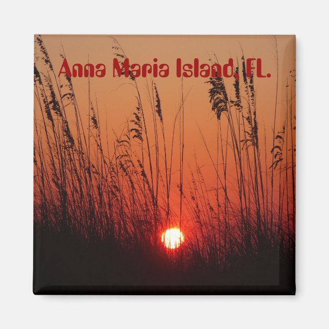 Coucher de soleil sur l'île Anna Maria, FL, aimant (Devant)
