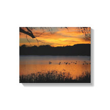 Coucher de soleil sur toile étanchée du lac Imprim