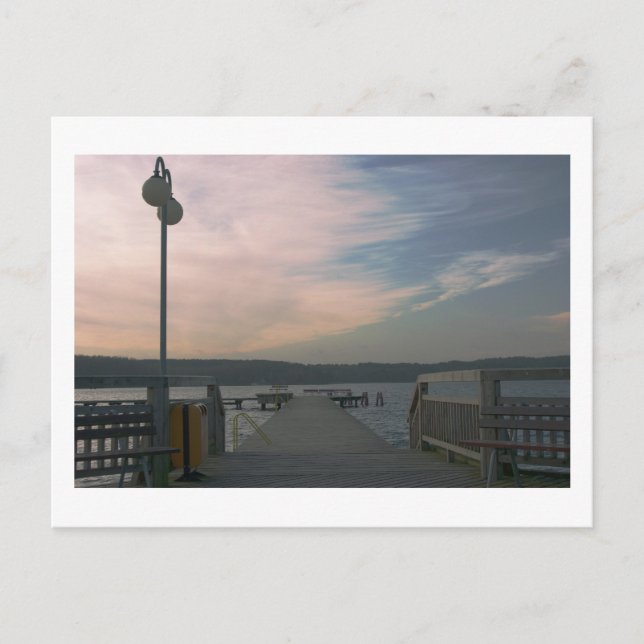 Coucher de soleil sur un pont de lac Carte postale (Devant)